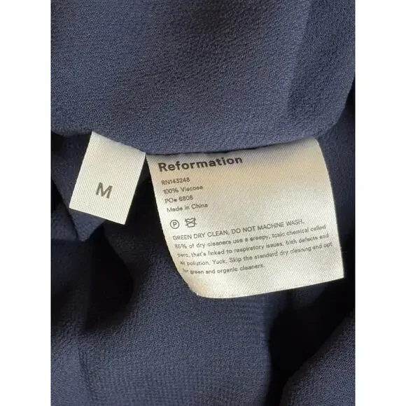 Reformation Peppermint Navy Blue Wrap Maxi Dress Medium - Picture 6 of 6